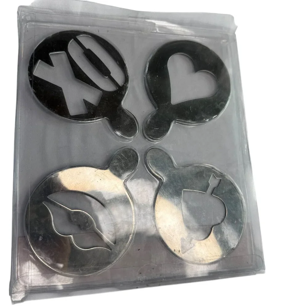 Crate & Barrel Cupcake Cake Stencil Steel Hearts Valentine Dusting Sugar Lips XO